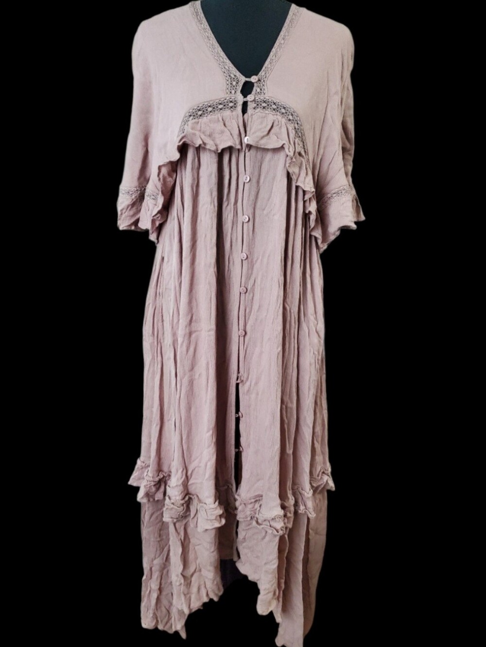 ESTELLE Boho Ruffle Dress-Sand - Picture 5 of 11